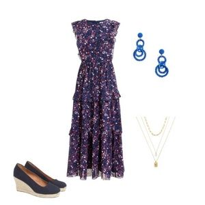 J Crew ruffled tiered maxi dress